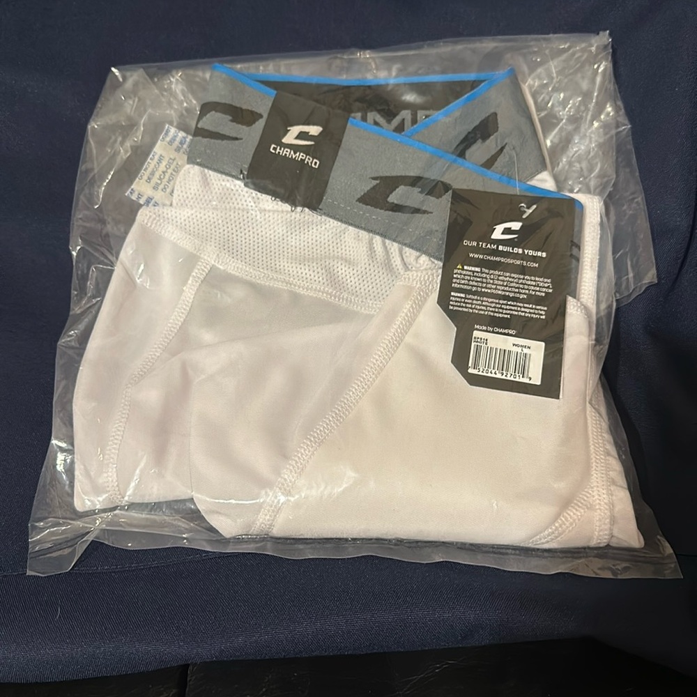 BRAND NEW white softball sliding shorts